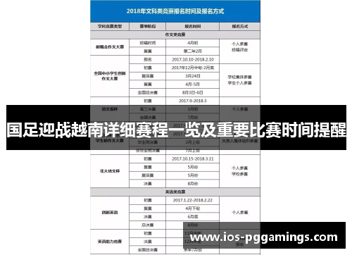 国足迎战越南详细赛程一览及重要比赛时间提醒