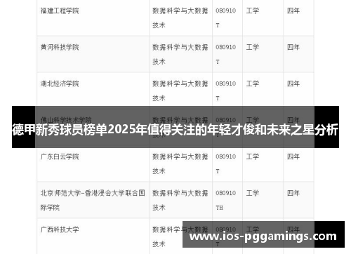 德甲新秀球员榜单2025年值得关注的年轻才俊和未来之星分析